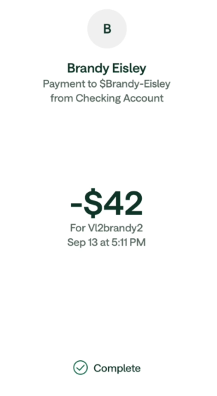 Completed cashout proof