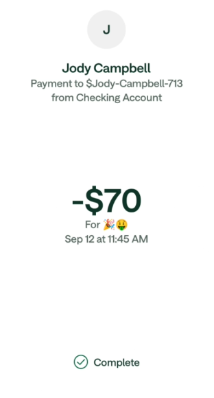 Completed cashout proof